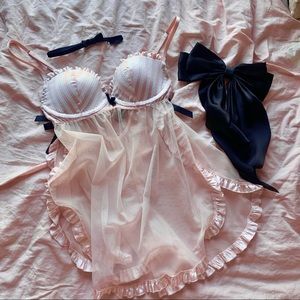 ♛ Victoria’s Secret pink stripe/sequin babydoll, by Sexy Little Things ♛